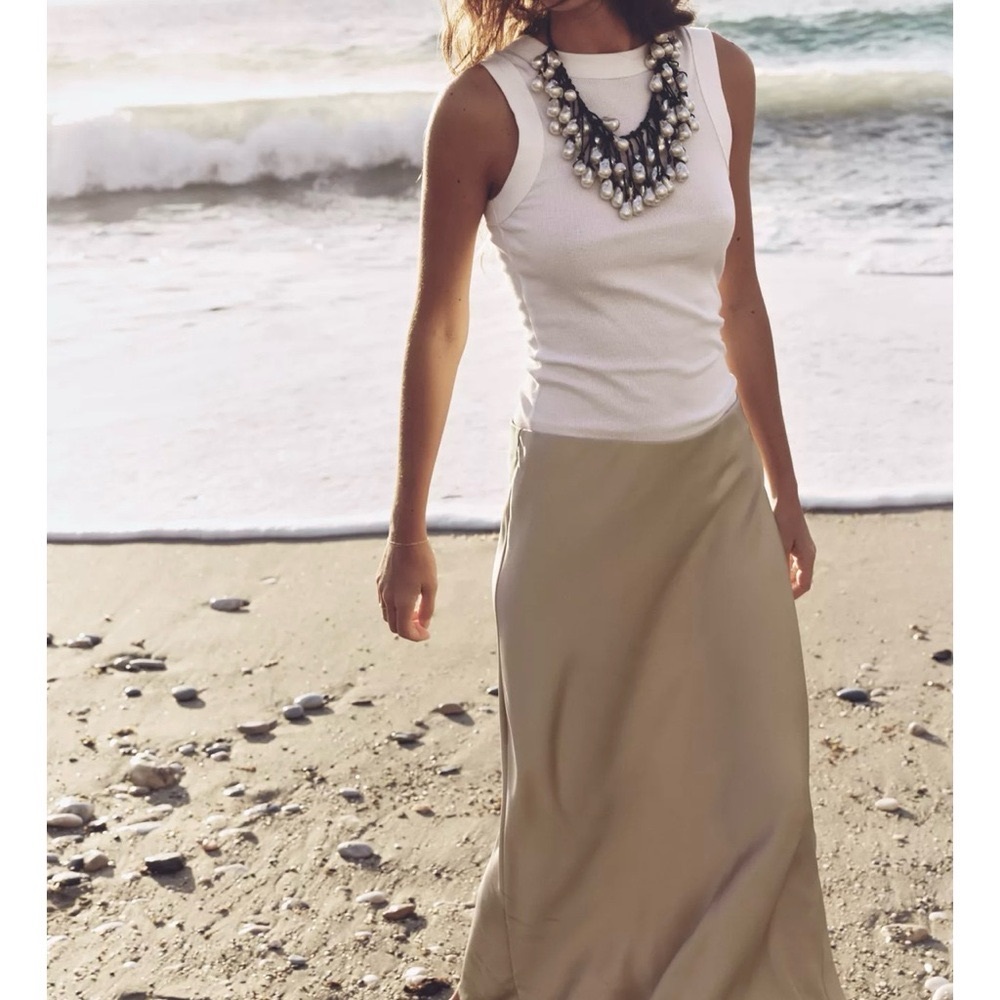 Elegant silky soft gold skirt